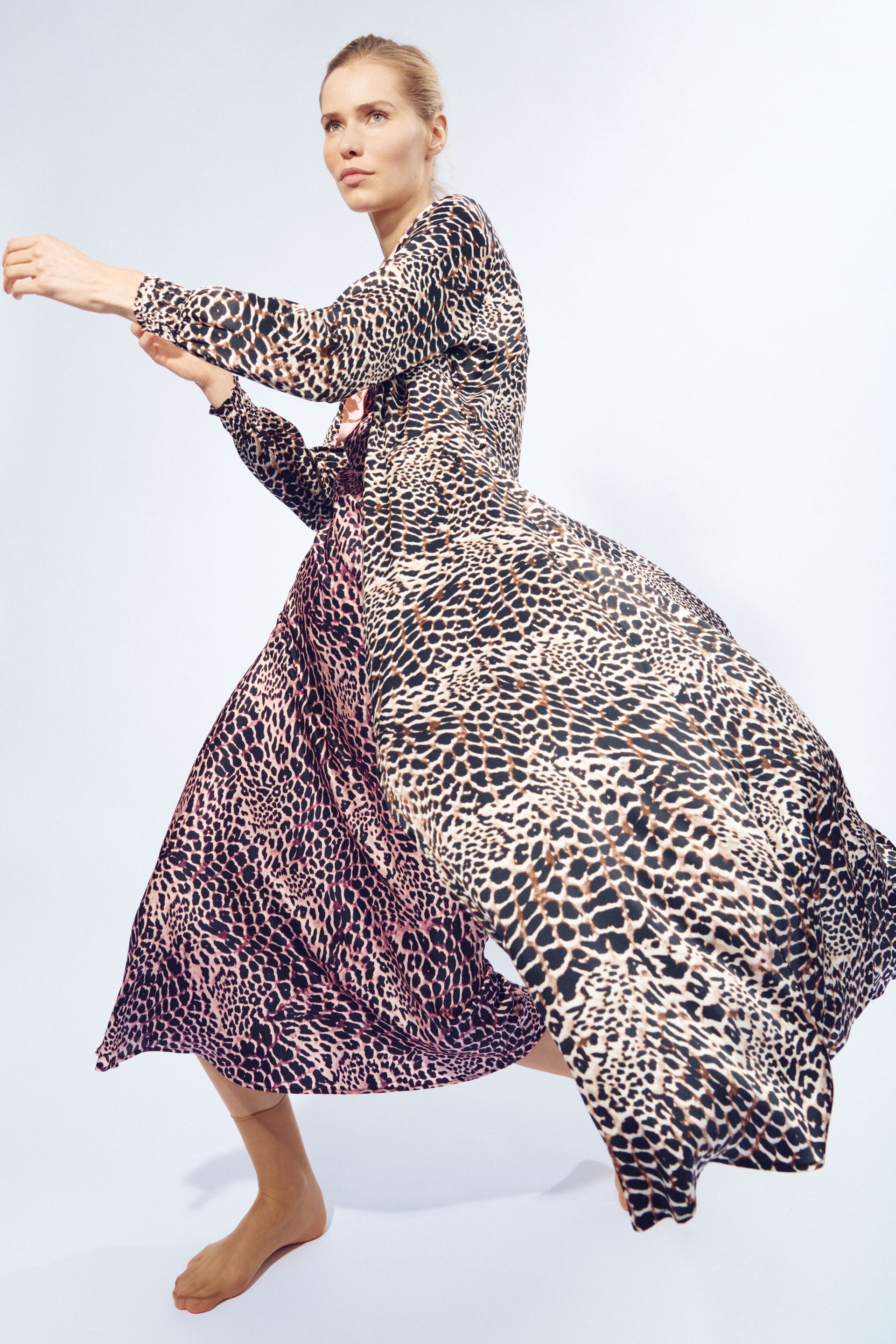 Charlotte Sparre Smock Shirt Dress in Croco Sand